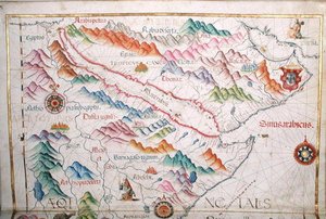 Egypti ja Saudi-Arabia, yksityiskohta maailman atlassta, 1565