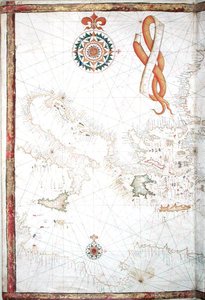Italia, Kreikka ja Kykladit, yksityiskohta maailman atlasesta, 1565