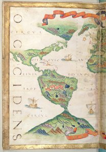 Amerikka, yksityiskohta maailman atlasista, 1565 (vellum)