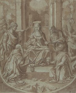The Adoration of the Magi -sarjakuva kirjontaa varten, 1587-89. tekijältä Diego Lopez de Escuriaz.