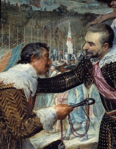 Bredan antautuminen. Bredan piirityksen lopussa (kolmikymmenvuotisen sodan aikana): 5. kesäkuuta 1625 Justin de Nassau (1559-1631) neuvotteli rauhan seremonian aikana Ambrogio Spinola Dorian, markiisi de Los Balbasesin (1569-1630) kanssa. jossa hän luovutt tekijältä Diego Velázquez