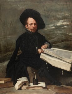 Jester kirjojen kanssa, c. 1640. tekijältä Diego Velázquez