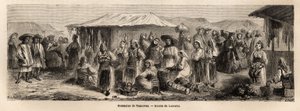 Tesmevarin (tai Timisoaran) kävelevä väestö Romaniassa. Kaiverrus havainnollistamaan matkaa Pariisista Bukarestiin, laatija Lancelot, vuonna 1860, julkaistiin "Le tour du monde, nouveau journal des voyages" -lehdessä Edouard Chartonin johdolla.