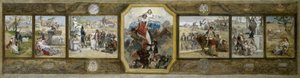 Luonnos 19. kaupunginosan kaupungintalon vihkisalista Pariisissa: Tricolor Flag, Tasavallan allegoriat: Tricolor Flag, Republican Allegories tekijältä Diogene Ulysse Napoleon Maillart