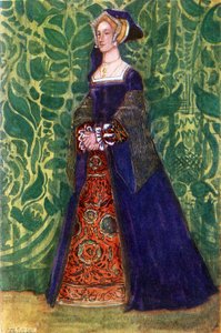 Naisen puku Henrik VIII:n hallituskaudella (1509-1547) tekijältä Dion Clayton Calthrop