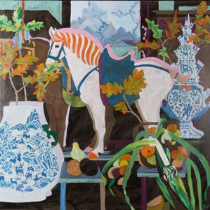 Hevosia alkusyksyllä, 2016 (öljy kankaalle) tekijältä Dione Verulam