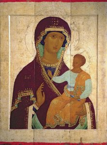 Madonna ja lapsi Hodigitria, Venäjän ikoni, 1502 (tempera paneelissa)