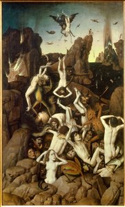 Helvetti. Uudelleenkirjoittajien kaatuminen. Dirckin (Dieric, Dirk) maalaus Bends the Old (vanhin) (1410-1475) Ec. Hol.