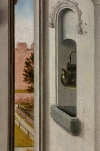 Seurakunnan kirkko (Saint Peter Parish Church). maalaus. Viimeinen ehtoollinen. Dirk Bouts. 1464-1468. Yksityiskohta. Keskipaneeli. tekijältä Dirck Bouts
