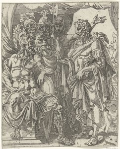 Aquior explica a Holofernes sobre els israelites Judit i Holofernes (títol de la sèrie) acaben