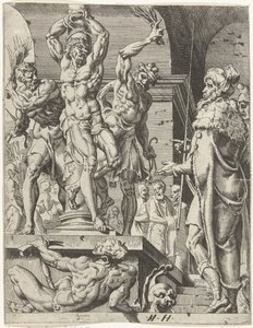 Kristuksen liputus Ihmiskunnan lankeemus ja lunastus Kristuksen elämän ja kärsimyksen kautta (sarjan nimi) tekijältä Dirck Volckertsz. Coornhert (attributed to)