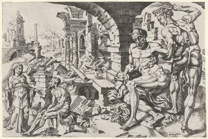 Job on Saatanan ruoskima tekijältä Dirck Volckertsz. Coornhert (attributed to)