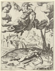 Usko voittaa aistillisen rakkauden Triumphs of Petrarch (sarjan nimi) tekijältä Dirck Volckertsz. Coornhert (possibly)