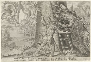 Rooman myrsky, 1527 Overwinningen van Karel V (sarjan nimi) Kaarle Suuri V. imp. valita. max. voitto, tärkein monista (sarjan nimi) tekijältä Dirck Volckertsz. Coornhert