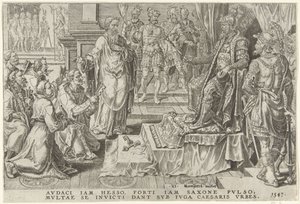 Kuuden saksalaisen kaupungin alistaminen 1547 Kaarle V:n voitot (sarjan nimi) Divi Caroli. v. imp. valita. max. victoriae, ex multis praecipuae (sarjan nimi) tekijältä Dirck Volckertsz. Coornhert