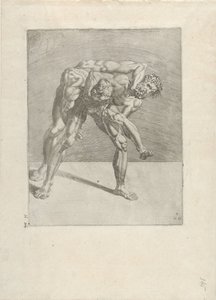 Kaksi painijaa Wrestlers (sarjan nimi) tekijältä Dirck Volckertsz. Coornhert
