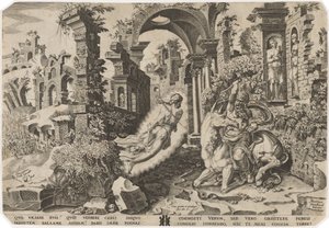 Bileam ja enkeli tekijältä Dirck Volckertz Coornhert, after Maerten van Heemskerck