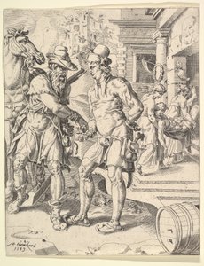 Vertaus laupias samarialainen, 1549. tekijältä Dirck Volkertsen Coornhert