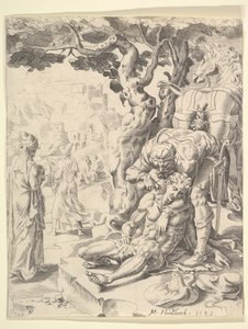 Vertaus laupias samarialainen, 1549. tekijältä Dirck Volkertsen Coornhert