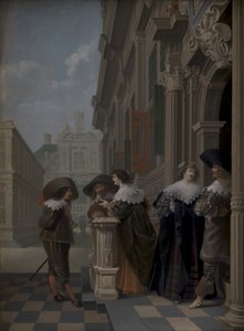 Keskustelua palatsin ulkopuolella tekijältä Dirck van Delen