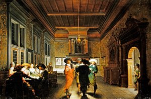 Sisustus korttipelillä (öljy paneelissa) tekijältä Dirck van Delen