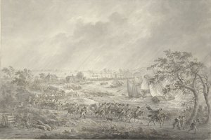 Englantilaisten ja hannoverilaisten joukkojen ylitys Nijmegenistä Lentiin Waalin ylittävän laivasillan yli, 7. marraskuuta 1794