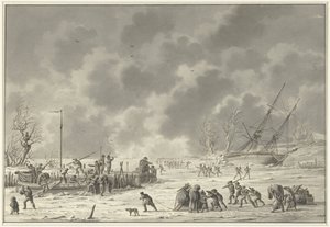 Landzatenin lennot Texelissä tammikuussa 1795 Canonier Bootenin ja Landzaatenin Vlugtin lähtö joulukuussa 1794 (otsikko esineessä)