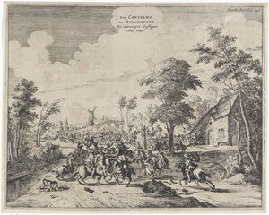 Espanjalaiset Don Cantelmon johdolla voittivat Borgerhoutissa vuonna 1643 Don Cantelmo tot Burgerhout Antwerpen Struck Anno 1643 (otsikko esineessä)