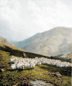 Shepherd and Sheep, Perthshire (öljy kankaalle) tekijältä Dixon Clark