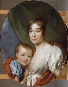 Muotokuva kreivitär Jekaterina Aleksandrovna Shakhovskajasta 1777-1846 tyttären kanssa, 1807