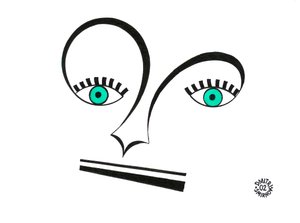 Alto clef face - kasvot, jotka on piirretty käyttäen nuotinlukutaulua ja muita nuotinmerkintöjä.