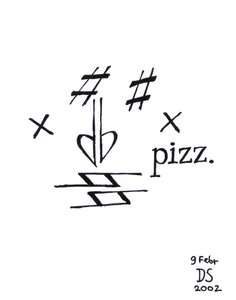 Pizzicato face - nuotinnuksella piirretyt kasvot.