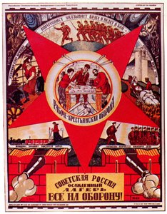 Neuvosto-Venäjä on piiritetty. Kaikki Puolustusvoimiin! Juliste, 1919