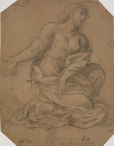 Putti, enkeli puolihahmossa ja naisen pää. Opiskelu julistusta varten tekijältä Domenichino