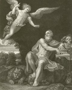 Pyhä Hieronymus ja enkeli tekijältä Domenichino