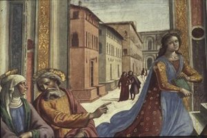 Neitsyt Maria temppelissä (fresko) (yksityiskohta) tekijältä Domenico Ghirlandaio