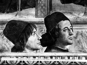 Matteo Francon ja Luigi Pulcin (1432-84) muotokuvia Pyhän Franciscuksen elämänsyklistä, n. 1483 (katso 52661)