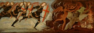 Pyhä Mikael ja enkelit sodassa paholaisen kanssa (tempera puupaneelissa) tekijältä Domenico Ghirlandaio