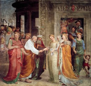Neitsyt Marian häät. Domenico Beccafumin (1486-1551) maalaus tekijältä Domenico Beccafumi