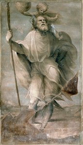 Pyhä Christopher. Domenico Beccafumin (1486-1551) maalaus