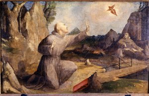 Pyhä Franciscus saa stigmaa. Beccafumi Domenico Mecarino (noin 1486–1551) tekijältä Domenico Beccafumi