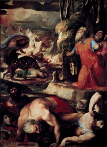 Coren (Kore), Datanin (Datan, Nathan) ja Aboronin (Abiram) rangaistus (Taivaallisen tulen rangaistus, episodi leeviläisten kapinasta Moosesta ja lain auktoriteettia vastaan). Domenico Beccafumin (1486-1551) maalaus