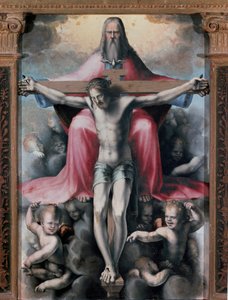 Kolminaisuuden triptyykki, yksityiskohtainen keskuspaneeli: Kolminaisuus. Domenico Beccafumin (1486-1551) maalaus tekijältä Domenico Beccafumi