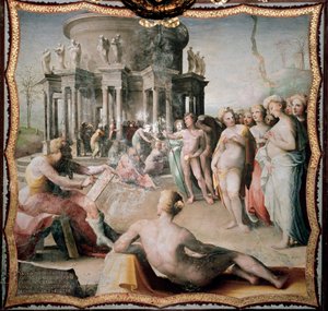 Zeuxis (tai Zeuxippos, kreikkalainen Herakleen taidemaalari, 464-398 eKr.) maalasi Helenen muotokuvan Heran temppeliä varten Crotonessa. Domenico Beccafumin (1486-1551) maalaus