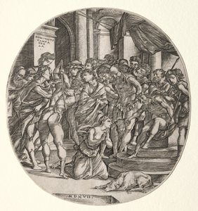 Pyhän Katariinan mestaus, 1517. tekijältä Domenico Campagnola