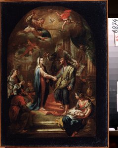 ""Neitsyen häät"" (Marriage of Mary and Joseph) Domenico Corvin (1721-1803) maalaus 1700-luvun valtion taidemuseo, Tula, Venäjä