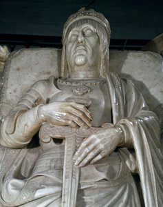 Kuninkaan kuva, yksityiskohta katolisten kuninkaiden haudasta (marmori). tekijältä Domenico Fancelli