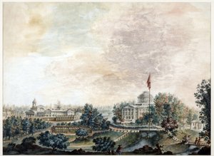 Palais de Pavlosk (1782-1786) - Pavlovsk Palace - Domenico Felice Lamoni (1745-1830). Akvarelli ja valkoinen väri paperille, vuoden 1786 jälkeen. Pietarin valtionhistoriallinen museo