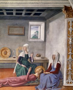 Pyhä Gregorius Suuren ilmoitus kuolemasta St Finalle, yksityiskohta (fresko tekijältä Domenico Ghirlandaio