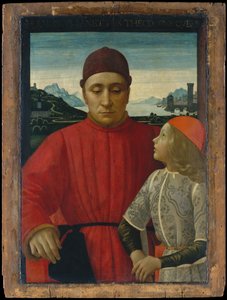 Francesco Sassetti 1421-1490 ja hänen poikansa Teodoro, n. 1488. tekijältä Domenico Ghirlandaio